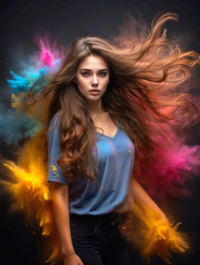 彩色粉末纷飞艺术美女写真摄影图片